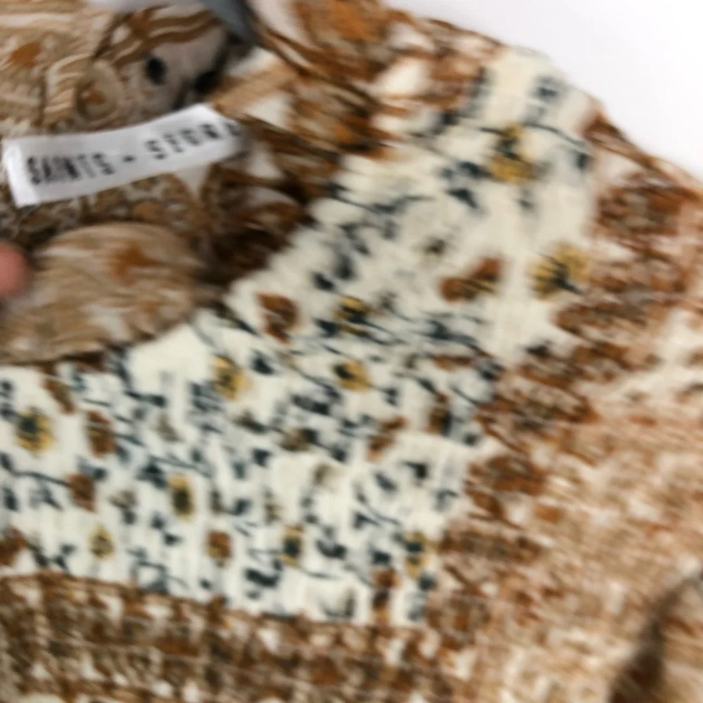 Saints + Secrets Made in Morocco  Patchwork Paisely Smocked Mini Dress S - Picture 5 of 6